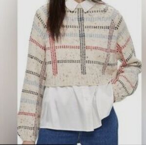Topshop Checkered Sweater with White Collar